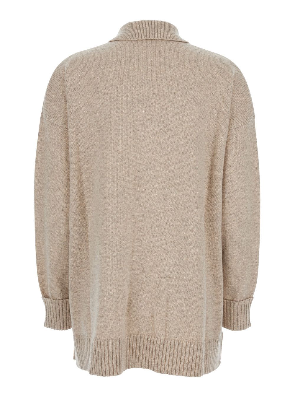 Max Mara 'Bull' Beige Cardigan with Classic Collar and One Front Patch Pocket in Cashmere Woman Size XS / US 0-2 / IT 36-38 - 2 Thumbnail