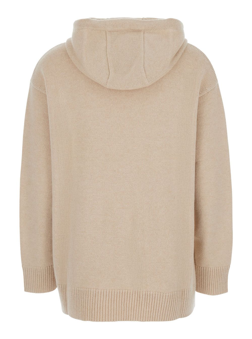 Max Mara 'Liana' Beige Sweater with Drawstring Hood and Dropped Shoulders in Cashmere Woman Size M / US 6-8 / IT 42-44 - 2 Thumbnail