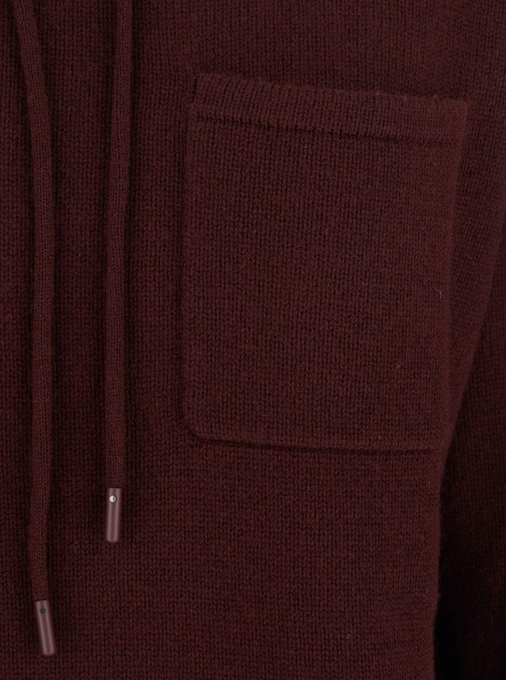 Max Mara 'Liana' Bordeaux Sweater with Drawstring Hood and Dropped Shoulders in Cashmere Woman Size S / US 4 / IT 40 - 3 Thumbnail