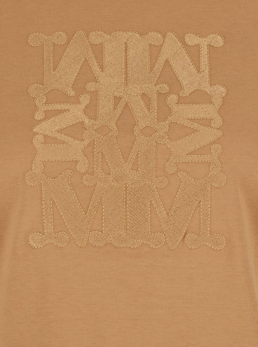 Max Mara 'Bravo' Beige Crewneck T-Shirt with Logo Embroidery on the Front in Cotton Woman Size S / US 4 / IT 40 - 3 Thumbnail