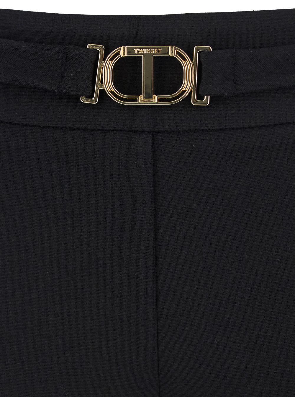 TWINSET Black Pants with Belt with Buckle and Belt Loops in Viscose Blend Stretch Woman Size 32" / US 10 / IT 46 - 3 Thumbnail