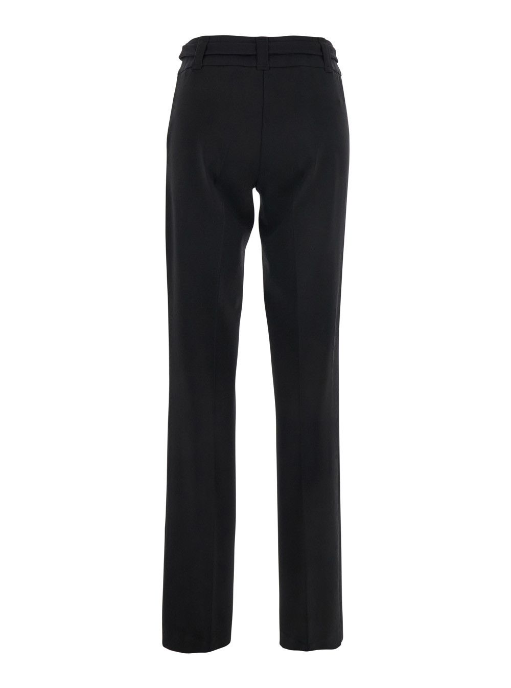 TWINSET Black Pants with Belt with Buckle and Belt Loops in Viscose Blend Stretch Woman Size 32" / US 10 / IT 46 - 2 Thumbnail