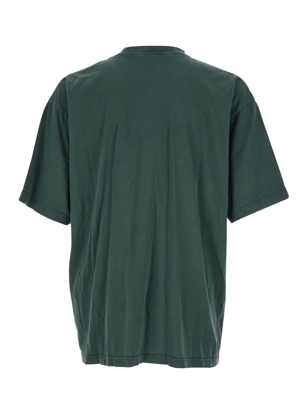 Balenciaga Green Crewneck T-Shirt with Logo on the Front in Cotton Man Size US L / EU 52-54 / 3 - 2 Thumbnail