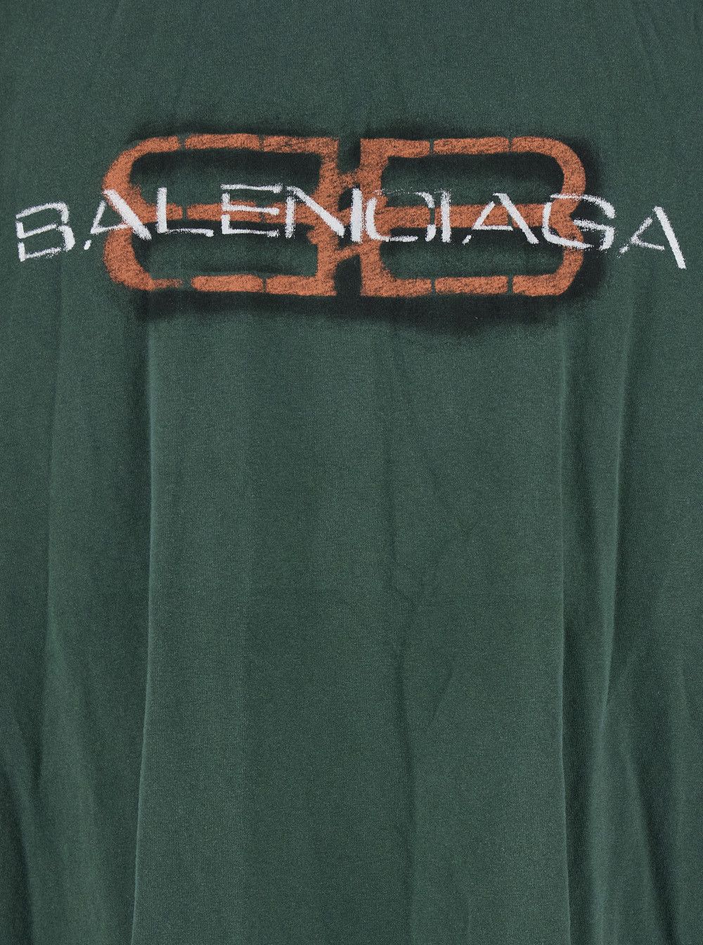 Balenciaga Green Crewneck T-Shirt with Logo on the Front in Cotton Man Size US L / EU 52-54 / 3 - 3 Thumbnail