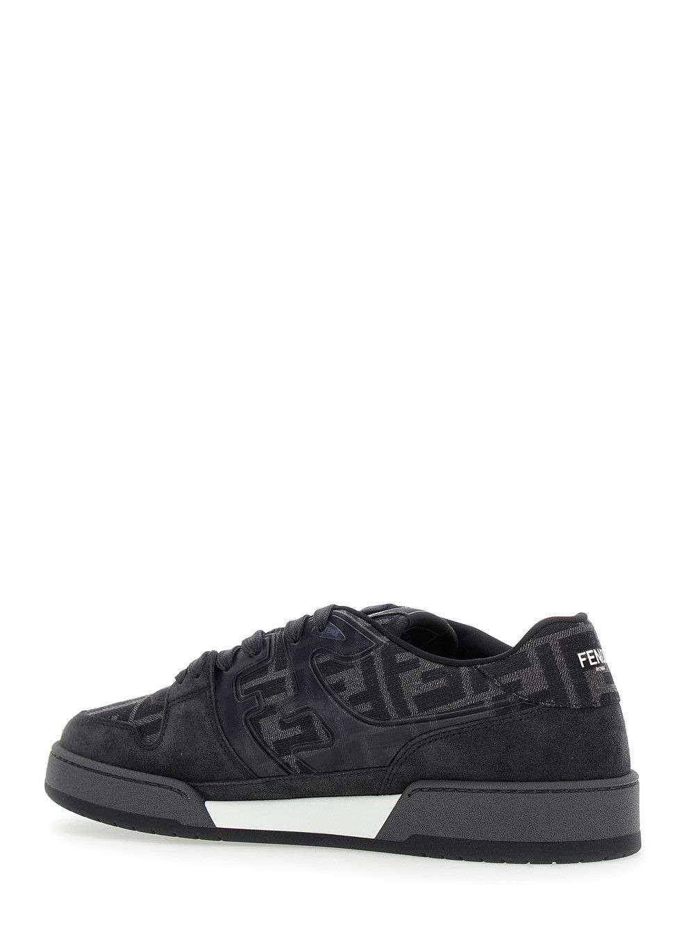 Fendi Grey Sneakers 'Match' with logo patch on the tongue and FF all-over motif in leather for Men Size US 8 / EU 41 - 3 Thumbnail