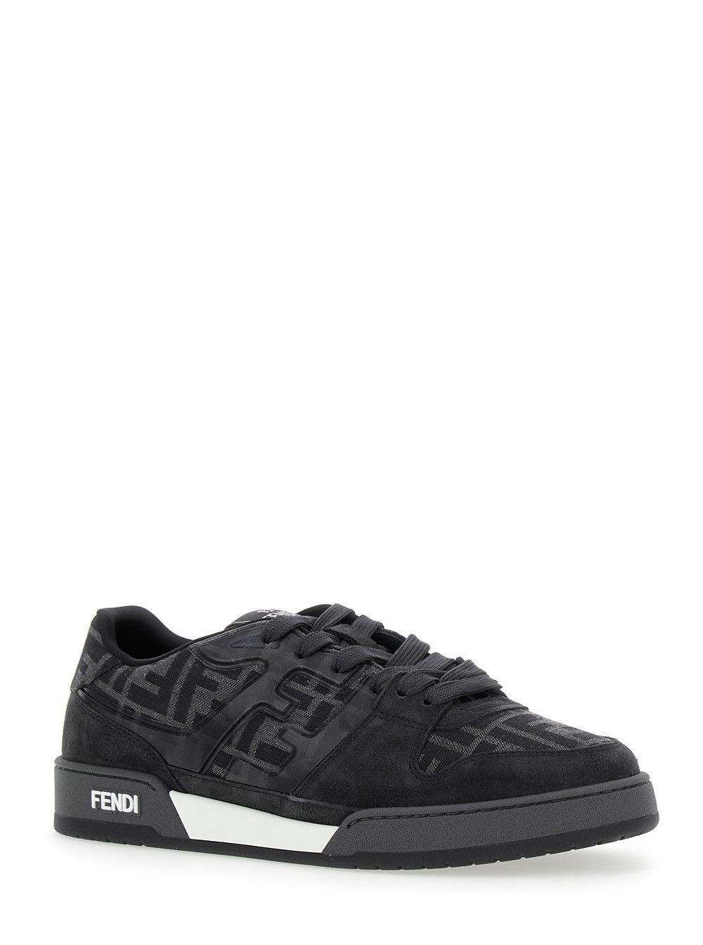 Fendi Grey Sneakers 'Match' with logo patch on the tongue and FF all-over motif in leather for Men Size US 8 / EU 41 - 2 Thumbnail