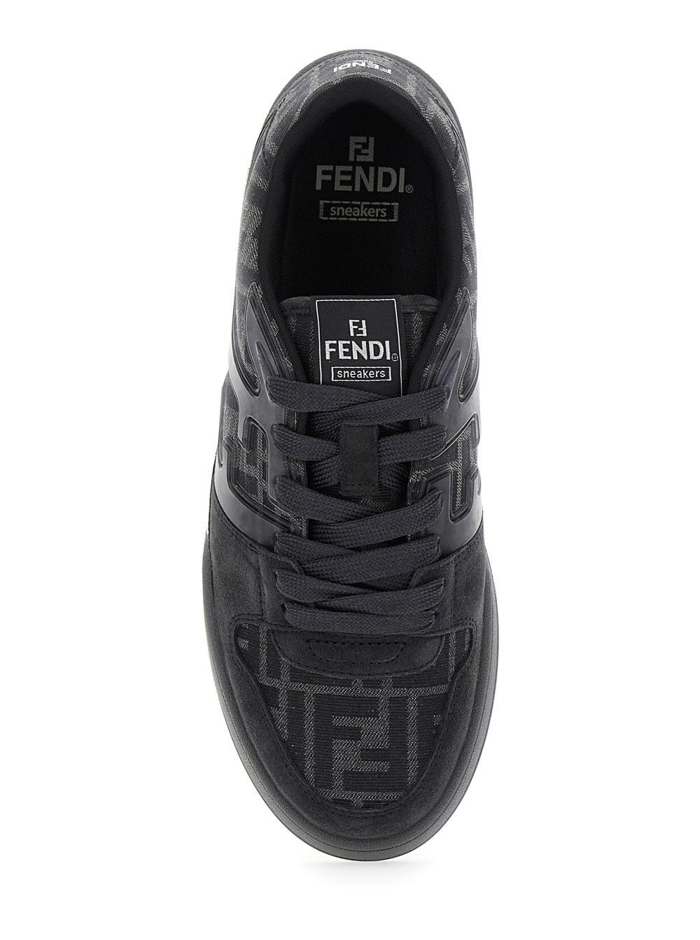 Fendi Grey Sneakers 'Match' with logo patch on the tongue and FF all-over motif in leather for Men Size US 10.5 / EU 43-44 - 4 Thumbnail