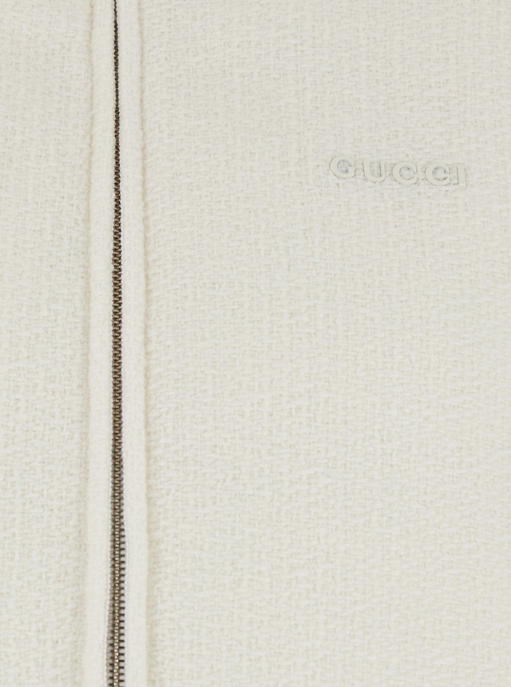 Gucci White Wool Bomber Jacket with Fixed Hood and Logo Lettering on the Front Size M / US 6-8 / IT 42-44 - 3 Thumbnail