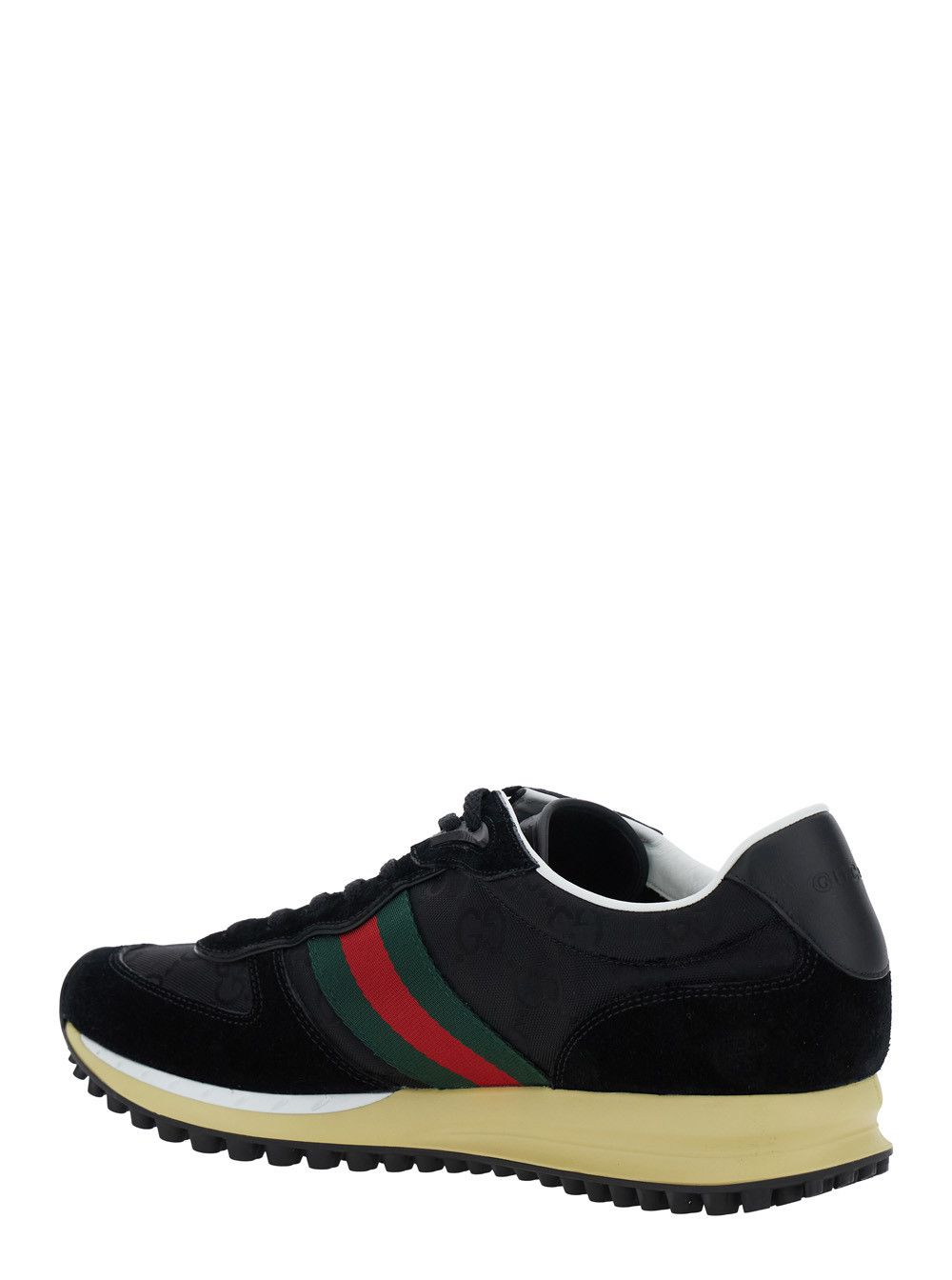 Gucci Black Low-Top Sneaker with Side Web Detail in Fabric Woman Size US 11 / EU 44 - 3 Thumbnail