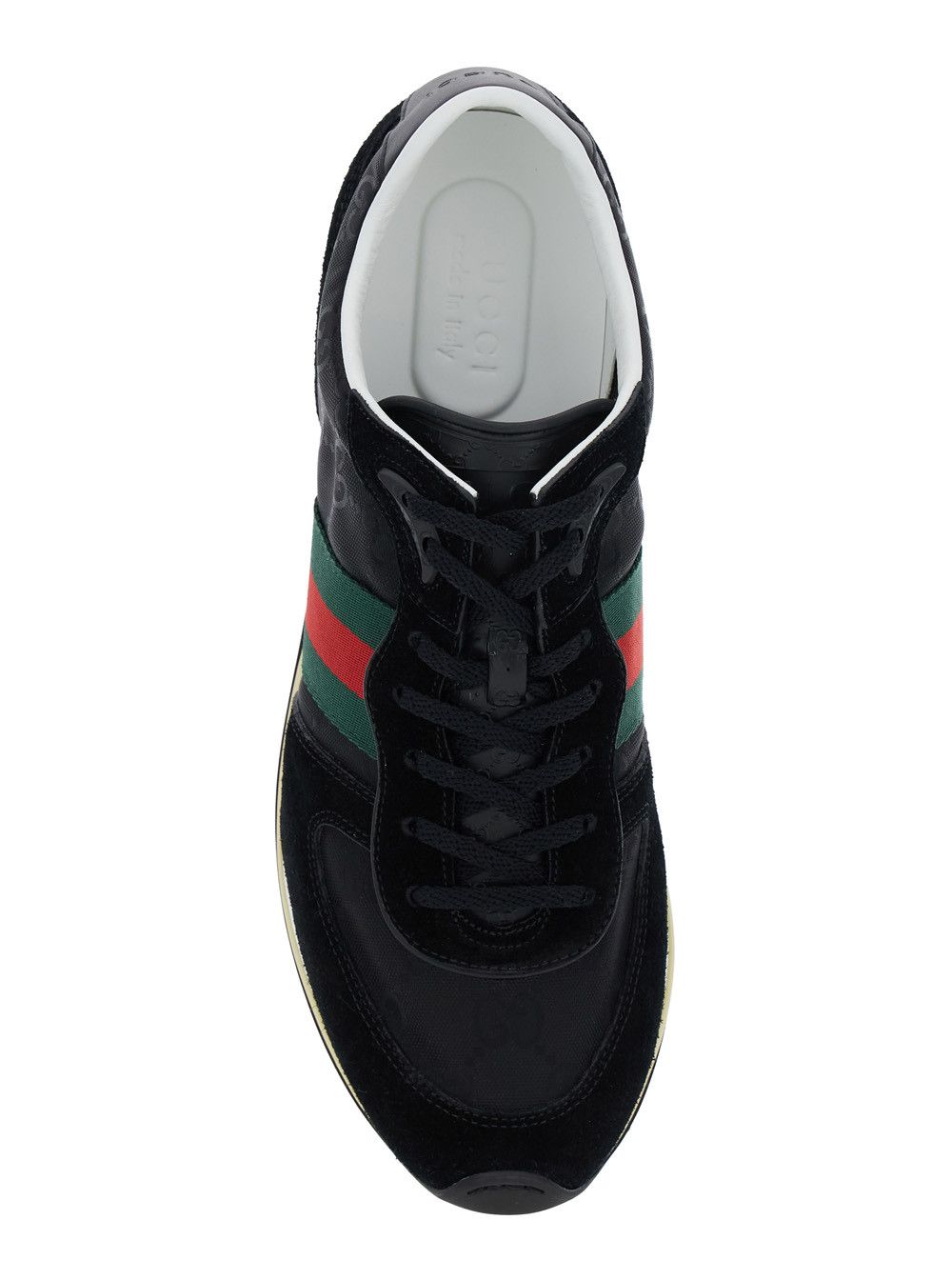 Gucci Black Low-Top Sneaker with Side Web Detail in Fabric Woman Size US 11 / EU 44 - 4 Thumbnail