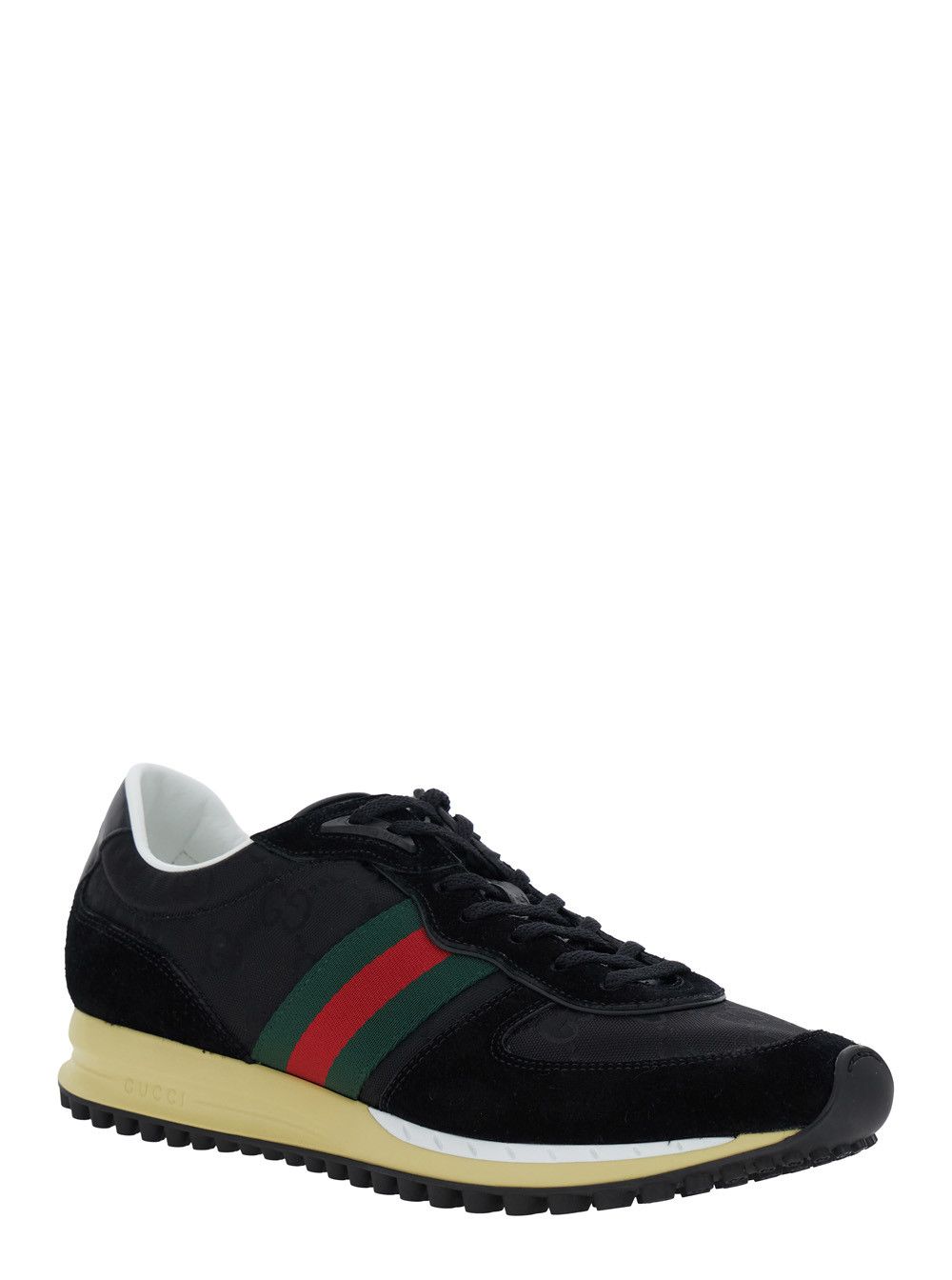 Gucci Black Low-Top Sneaker with Side Web Detail in Fabric Woman Size US 8.5 / EU 41-42 - 2 Thumbnail