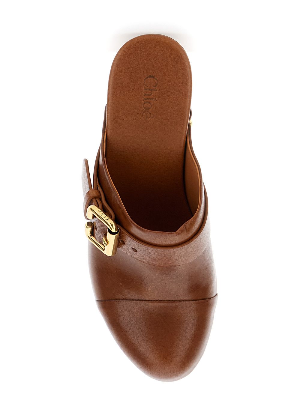 Chloe Brown 'Jeanette' Wedge Clogs in Leather and Wood for Women Size US 11 / IT 41 - 4 Thumbnail