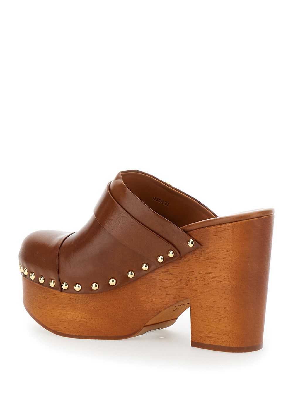 Chloe Brown 'Jeanette' Wedge Clogs in Leather and Wood for Women Size US 11 / IT 41 - 3 Thumbnail