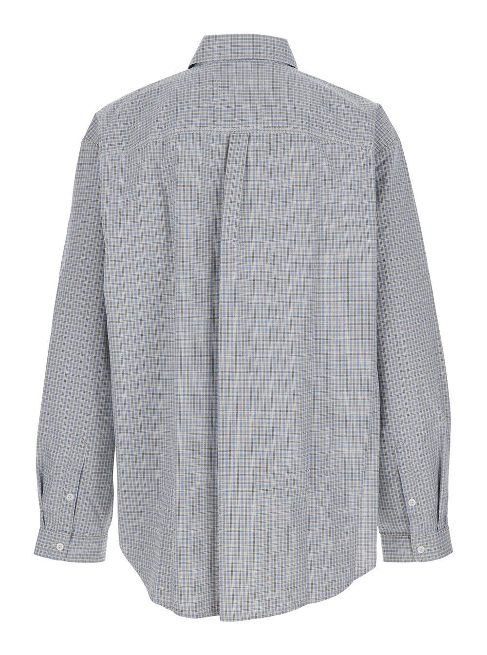 ERL Beige Shirt with Logo Embroidery on the Front and All-Over Check Motif in Cotton Man Size US S / EU 44-46 / 1 - 2 Thumbnail