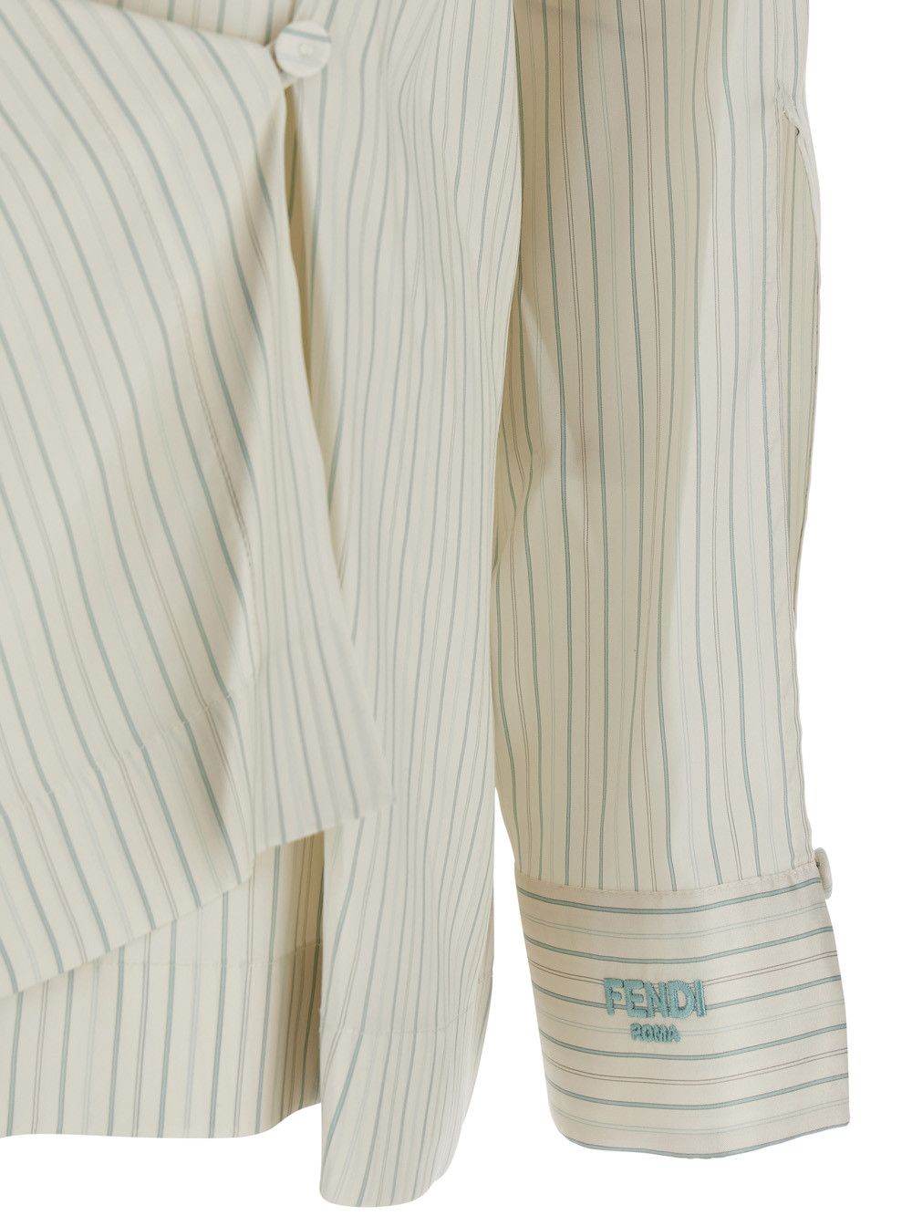 Fendi White Shirt with Point Collar and Asymmetrical Closure in Silk Woman Size M / US 6-8 / IT 42-44 - 3 Thumbnail