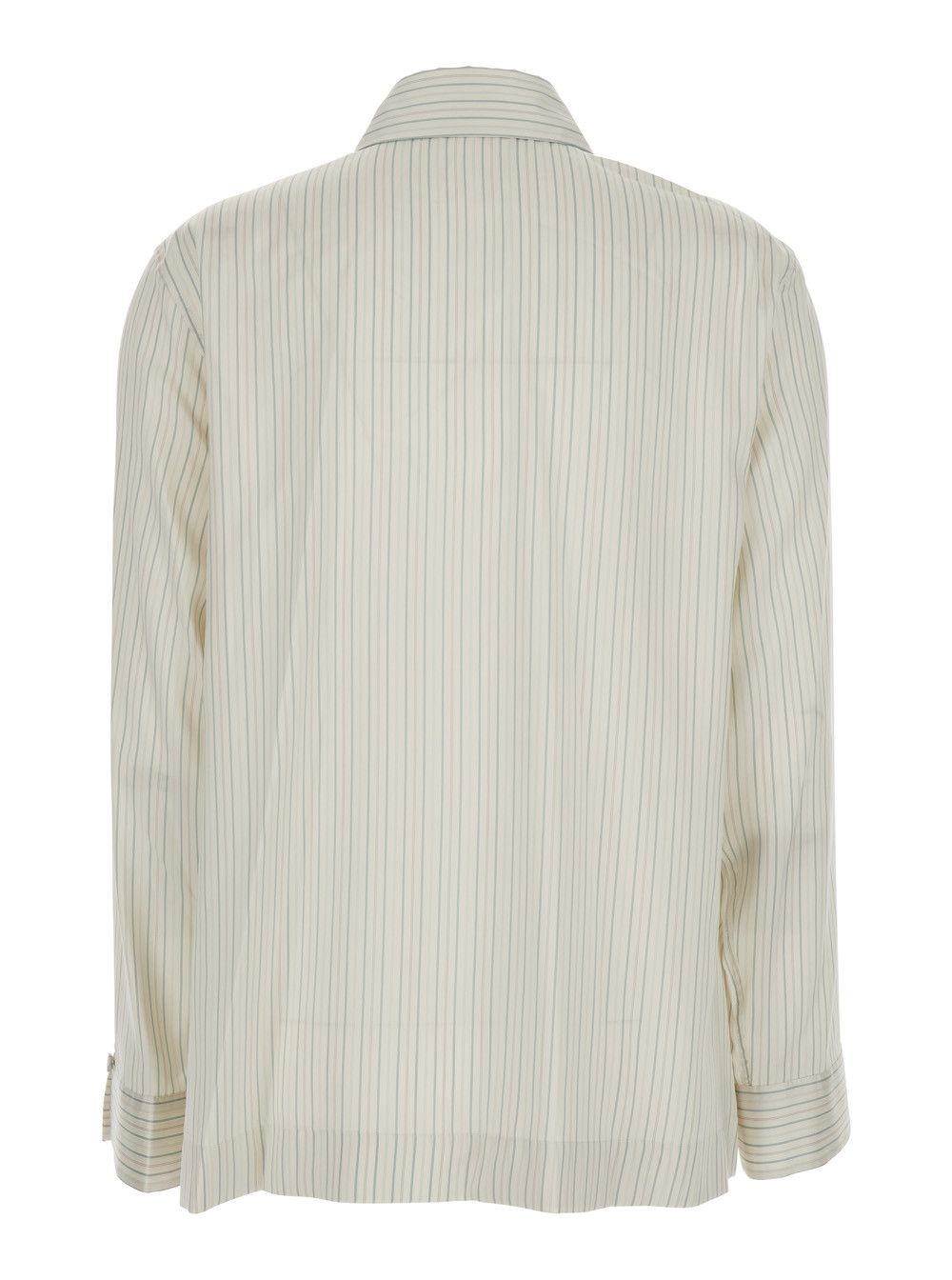 Fendi White Shirt with Point Collar and Asymmetrical Closure in Silk Woman Size M / US 6-8 / IT 42-44 - 2 Thumbnail