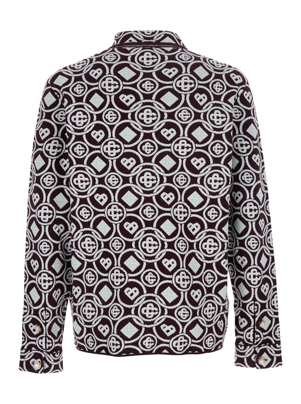 blue_may4ボルドーXS Bordeaux Shirt with Classic Collar and All-Over Monogram in Cotton Man