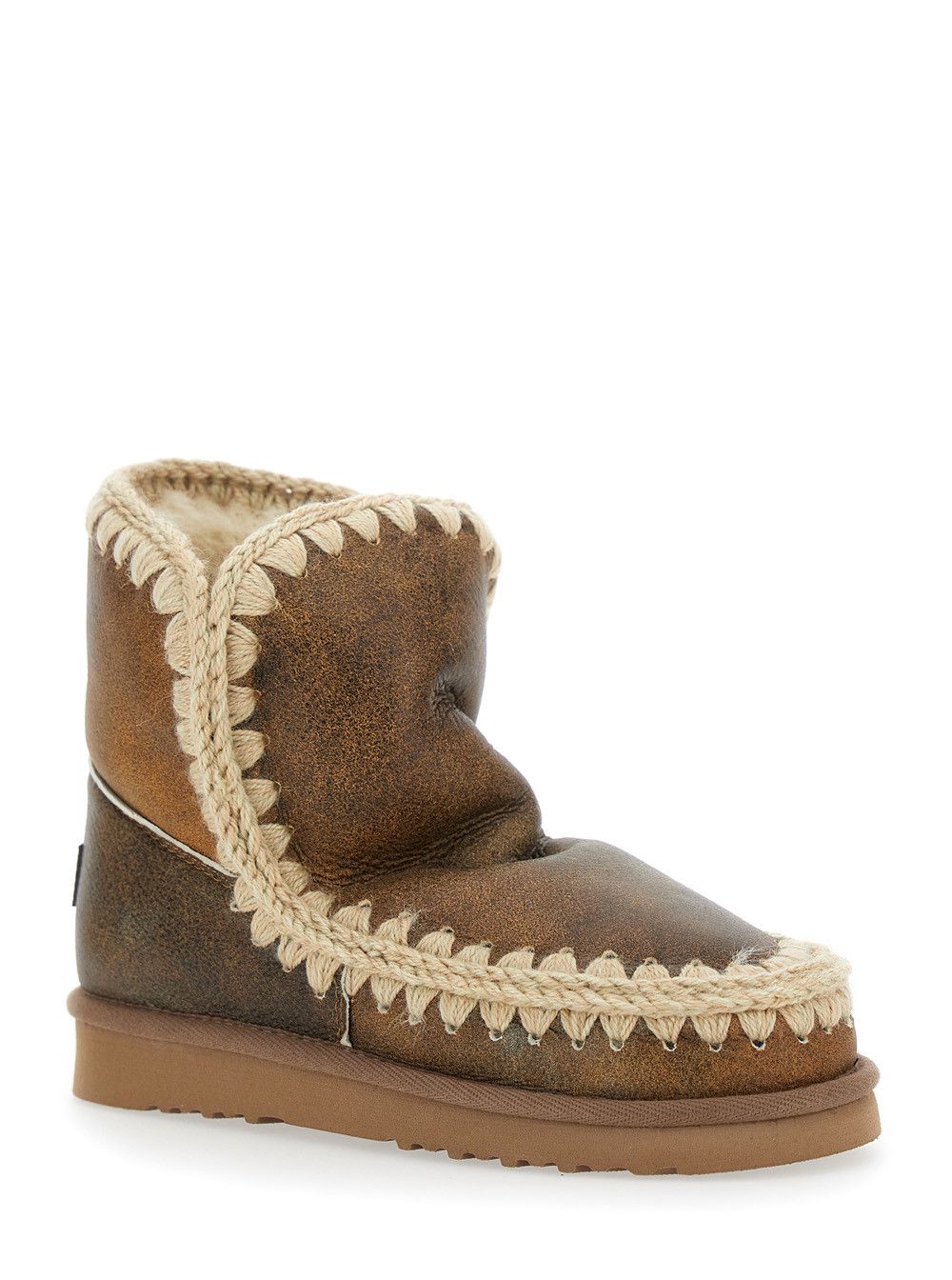 Mou 'Eskimo' Brown Ankle Boots with Crochet Details and Logo Patch on the Rear in Suede Woman Size US 6 / IT 36 - 2 Thumbnail