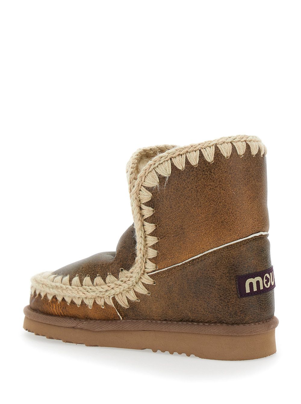 Mou 'Eskimo' Brown Ankle Boots with Crochet Details and Logo Patch on the Rear in Suede Woman Size US 6 / IT 36 - 3 Thumbnail