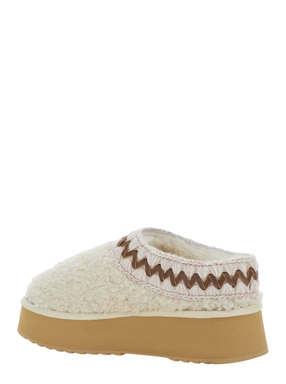 Mou White Mules with Braided Detail in Faux Fur Woman Size US 7 / IT 37 - 3 Thumbnail