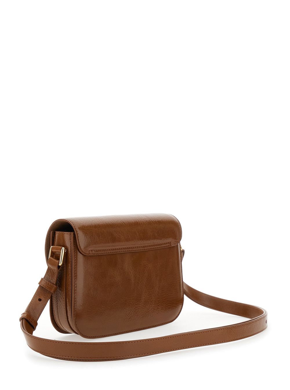 A.P.C. 'Grance' Brown Small Crossbody Bag wirh Embossed Logo Lettering on the Front and Adjustable Shoulder Strap in Hammered Leather Woman Size ONE SIZE - 3 Thumbnail