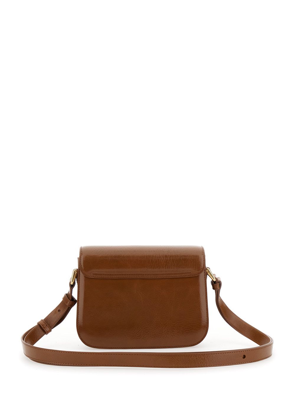 A.P.C. 'Grance' Brown Small Crossbody Bag wirh Embossed Logo Lettering on the Front and Adjustable Shoulder Strap in Hammered Leather Woman Size ONE SIZE - 4 Thumbnail