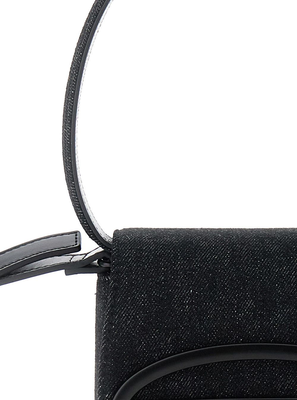 '1DR' Black Shoulder Bag with Oval D Patch in Cotton Woman