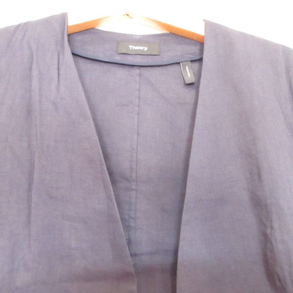 Theory Theory theory Linen Stretch Collarless Jacket Natural Material Outerwear DUTY FREE for USA Size ONE SIZE - 3 Thumbnail