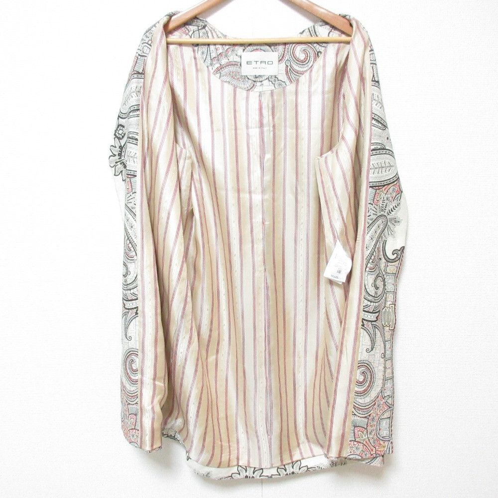 Other Other Etro Paisley Linen Silk Blend Collarless Coat Natural Material Outerwear DUTY FREE for USA Size ONE SIZE - 3 Thumbnail