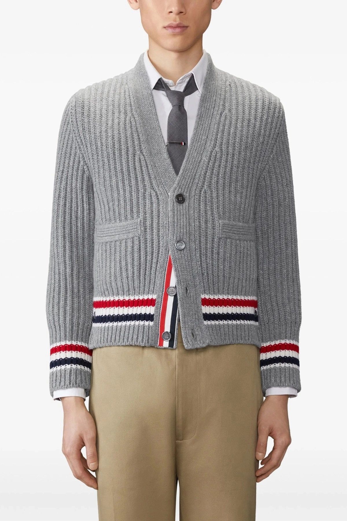 Thom Browne RWB tape cardigan Size US XL / EU 56 / 4 - 2 Thumbnail