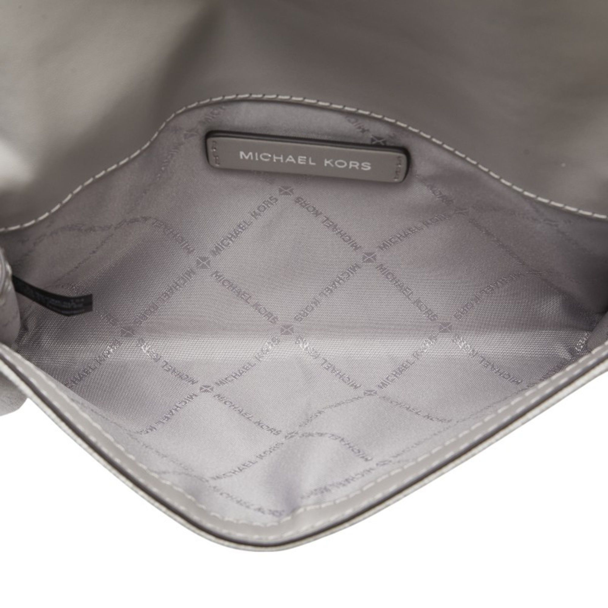 Michael Kors MK Signature Charlotte Tote with Clutch Bag and Shoulder Set,  2-Way, Gray PVC Saffiano Leather, Women's