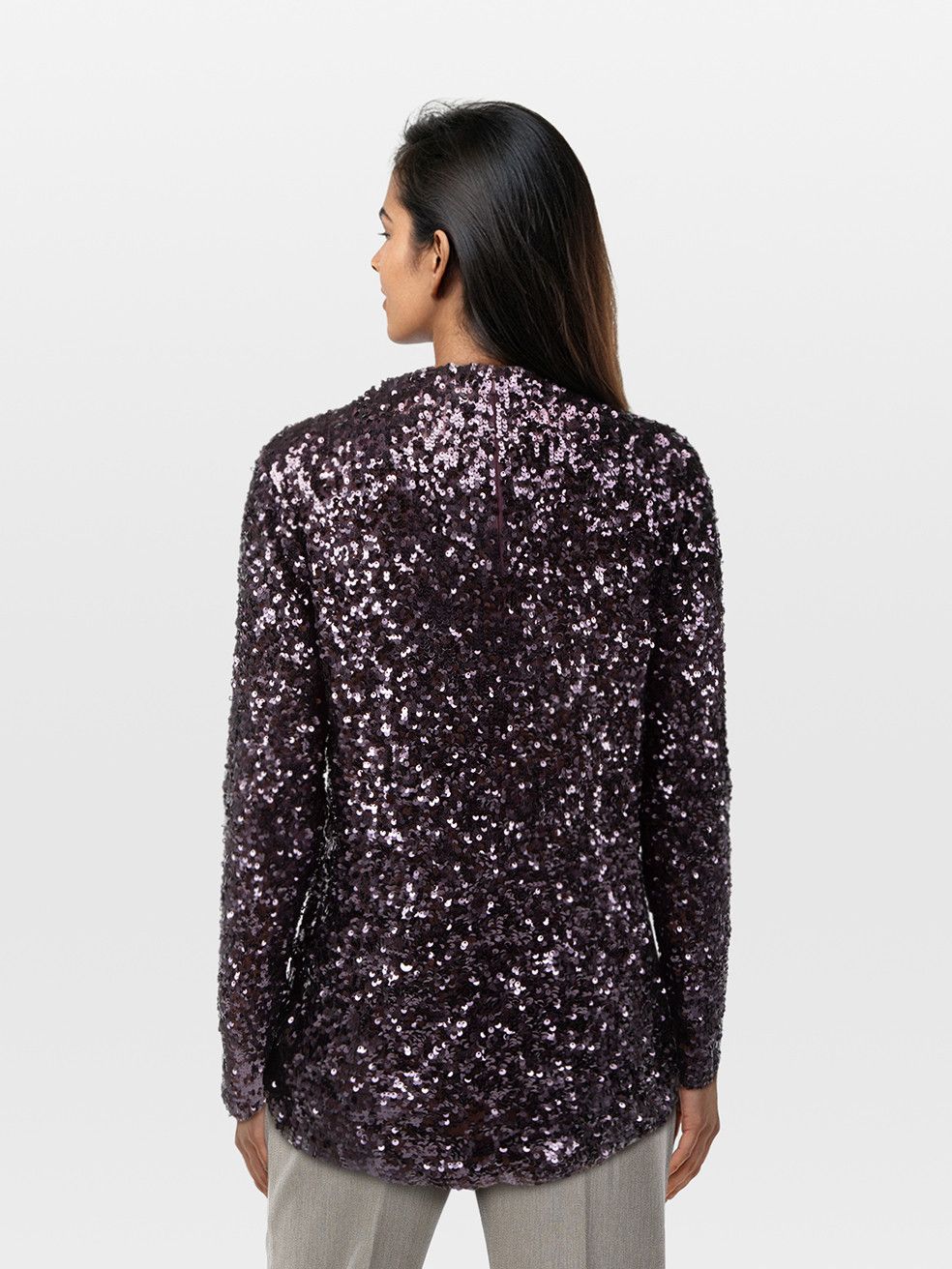 By Malene Birger Purple Sequin Long Sleeve Top Size L / US 10 / IT 46 - 2 Thumbnail