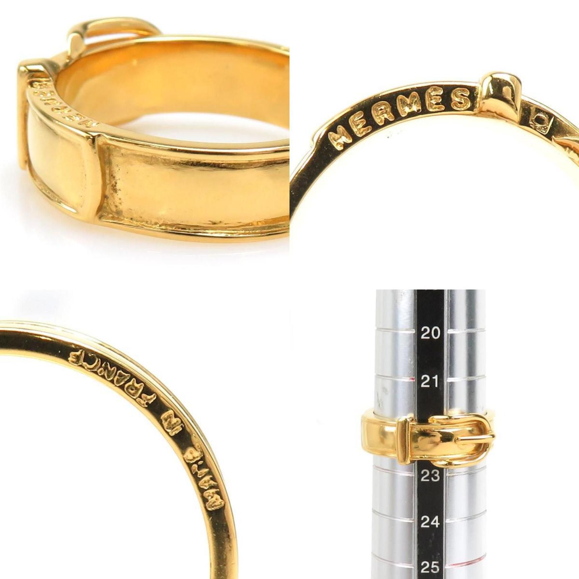 Hermes Hermes scarf ring with belt motif, metal, gold, women's, e60806n Size ONE SIZE - 5 Thumbnail