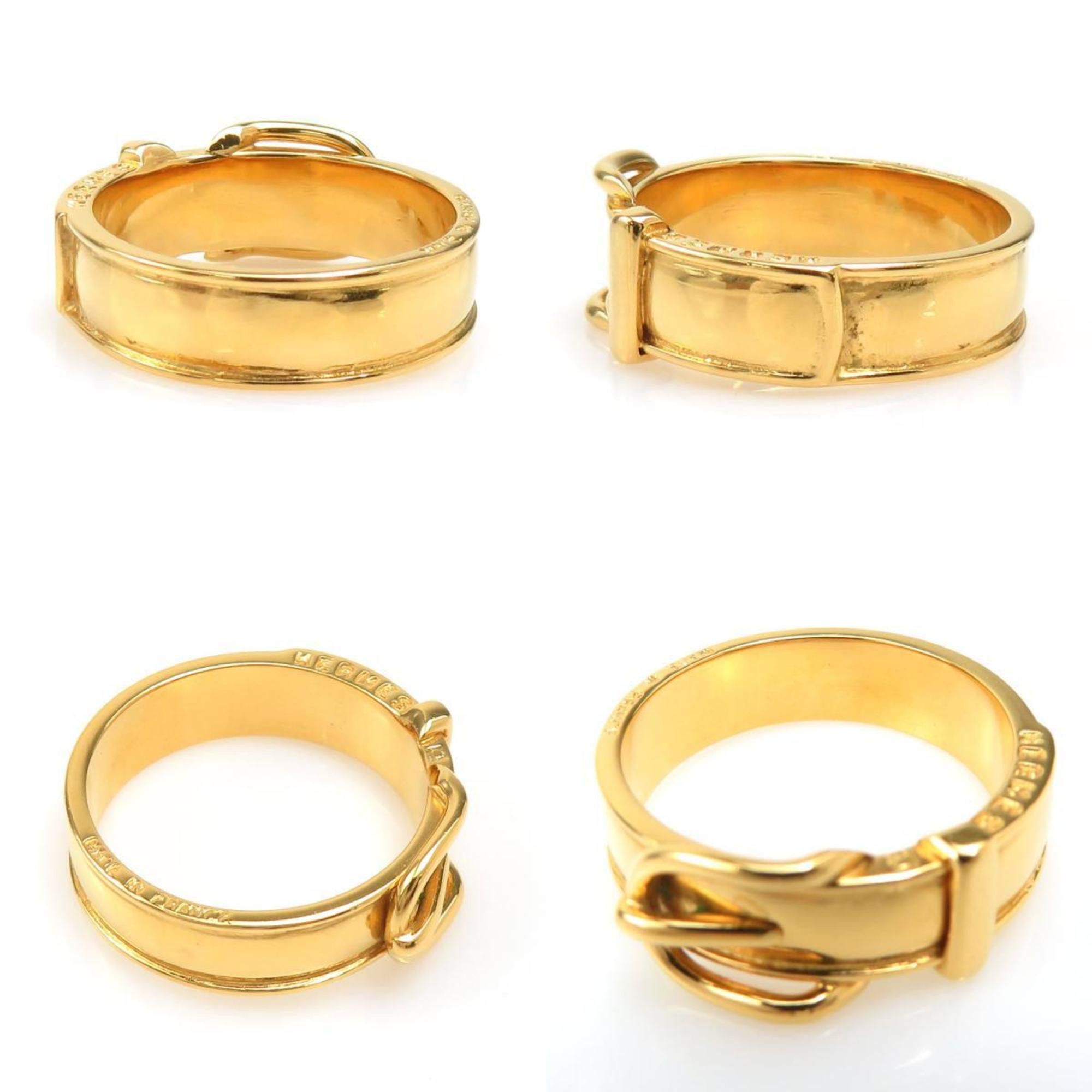 Hermes Hermes scarf ring with belt motif, metal, gold, women's, e60806n Size ONE SIZE - 4 Thumbnail