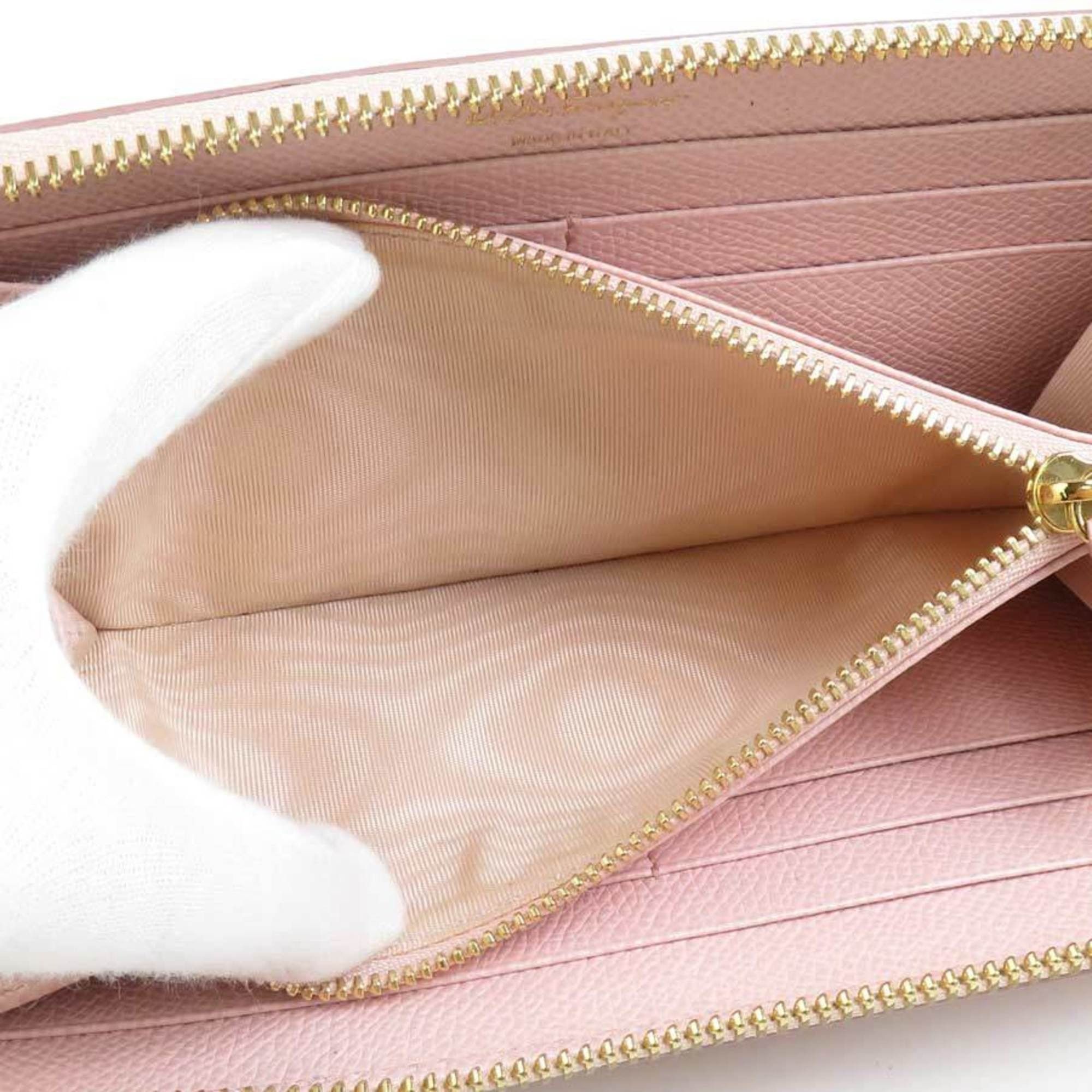 Salvatore Ferragamo Salvatore Ferragamo Vara Ribbon Leather Round Long Wallet, Pink, Women's, H31434a Size ONE SIZE - 4 Thumbnail