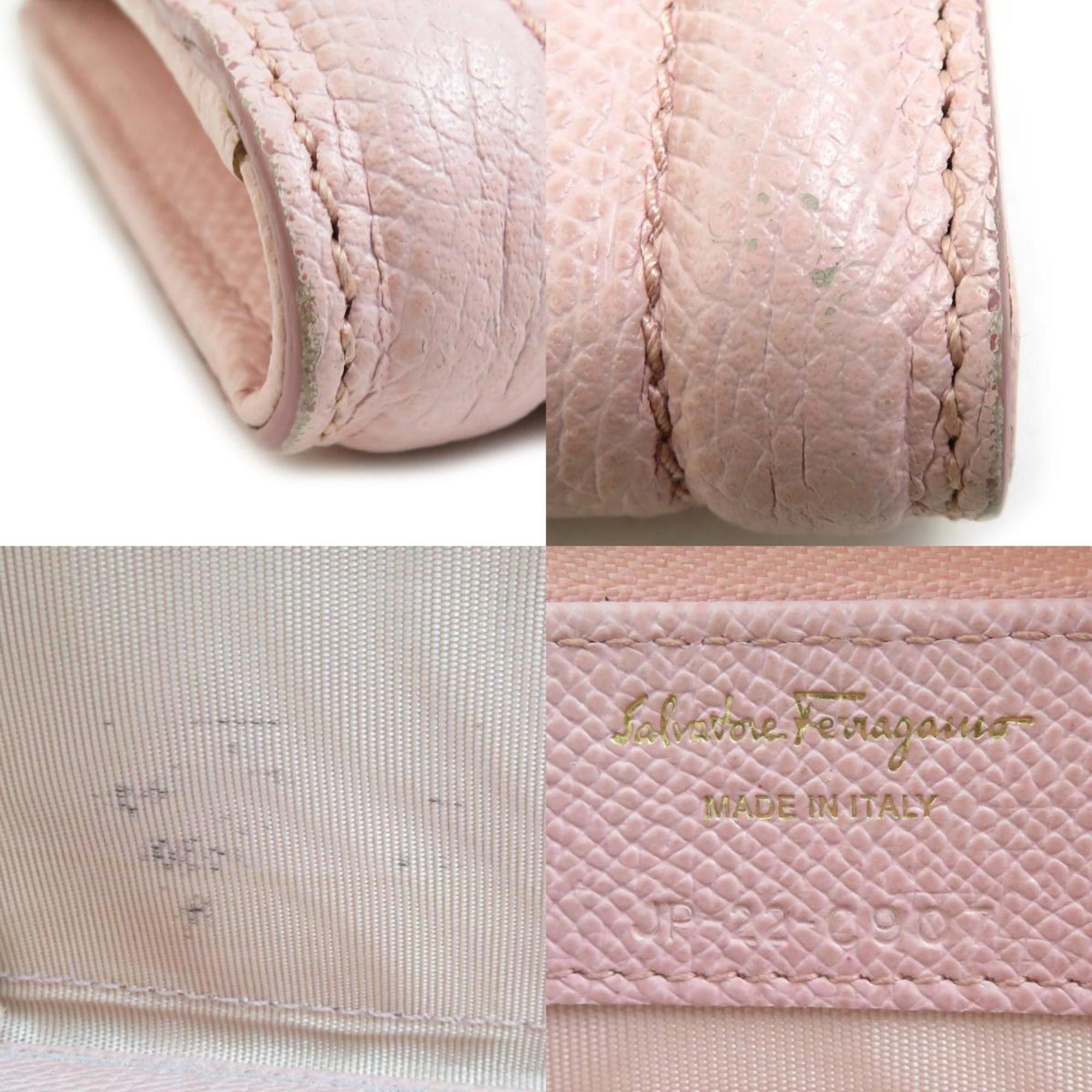 Salvatore Ferragamo Salvatore Ferragamo Vara Ribbon Leather Round Long Wallet, Pink, Women's, H31434a Size ONE SIZE - 5 Thumbnail