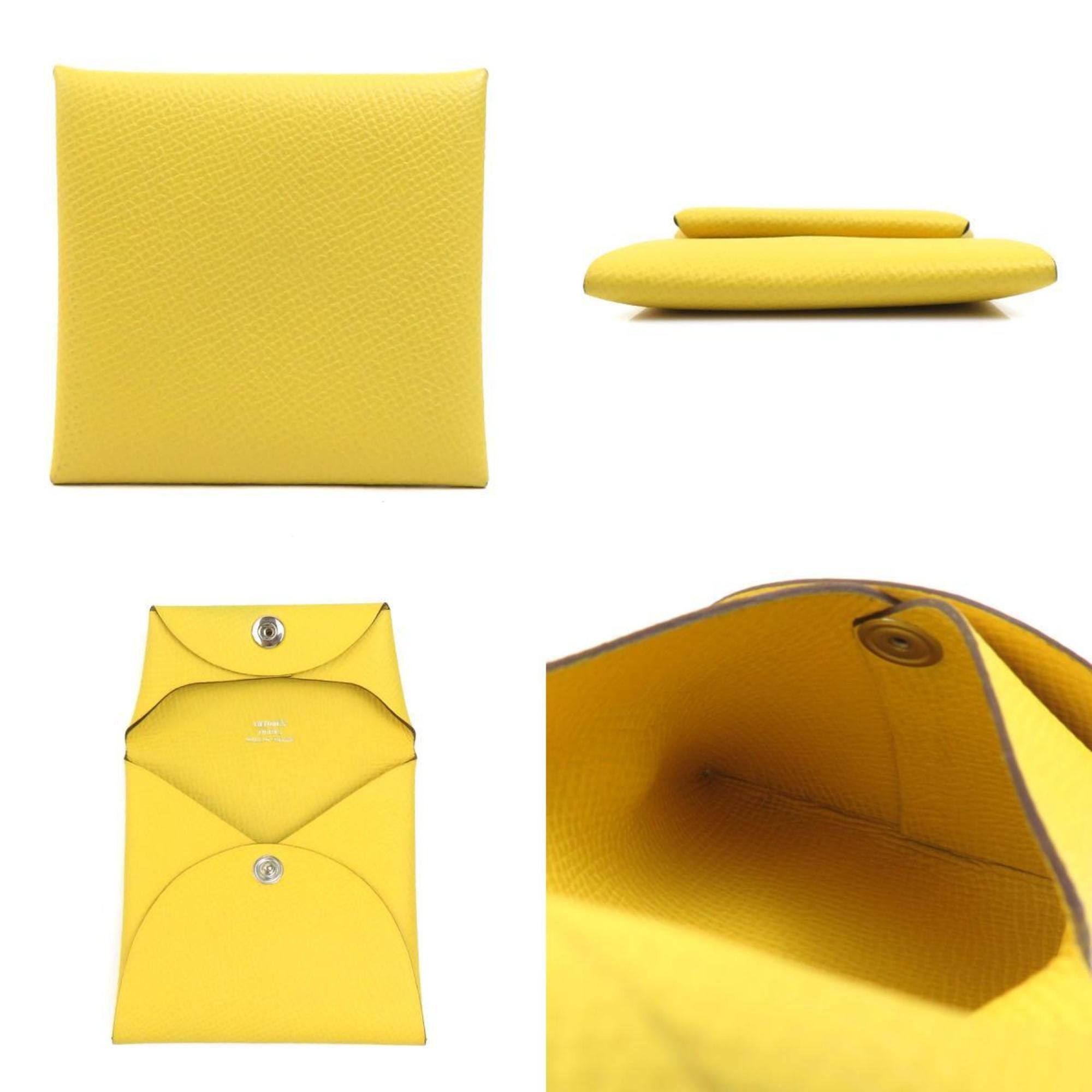 Hermes Hermes Hermès Bastia Leather Wallet/Coin Case, Yellow, Men's/Women's, e60758g Size ONE SIZE - 3 Thumbnail