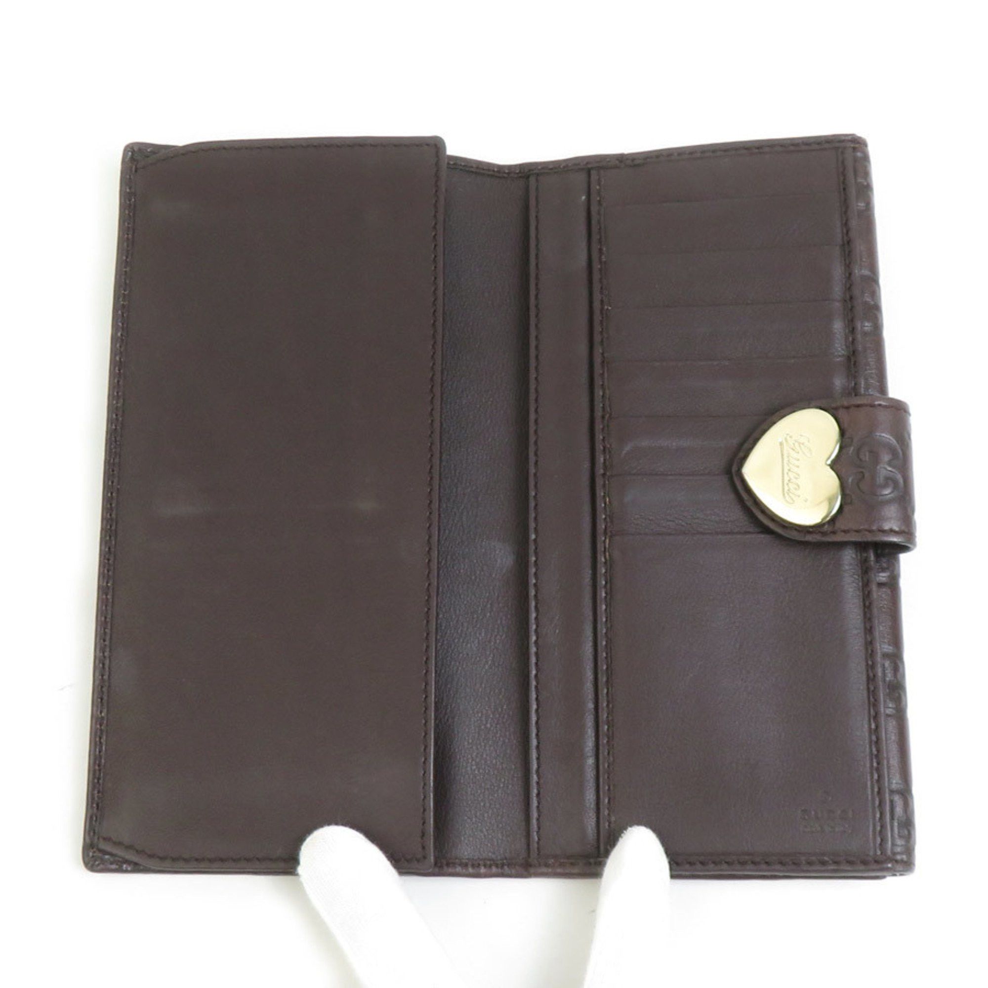 Gucci Gucci Bifold Long Wallet Guccissima Leather Dark Brown and Gold Women's 203550 e60795g Size ONE SIZE - 3 Thumbnail