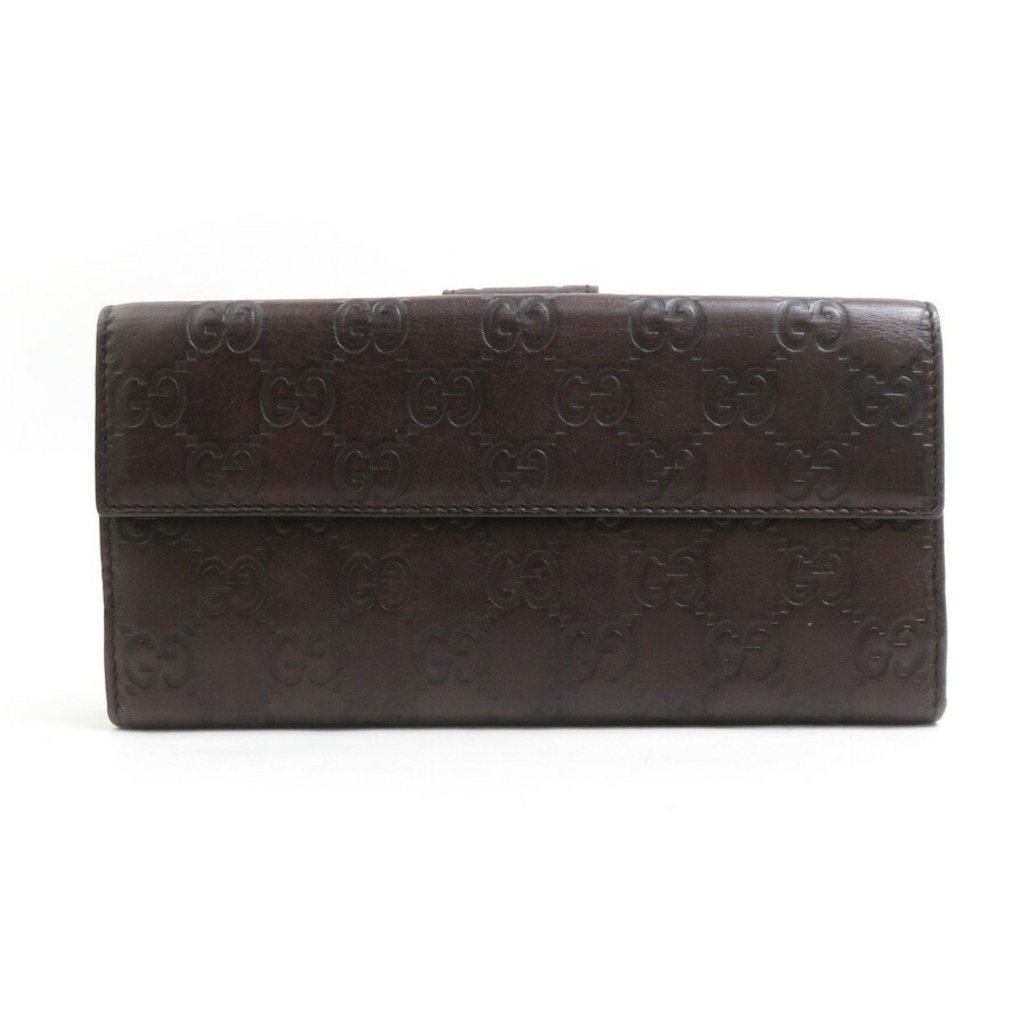 Gucci Gucci Bifold Long Wallet Guccissima Leather Dark Brown and Gold Women's 203550 e60795g Size ONE SIZE - 2 Thumbnail