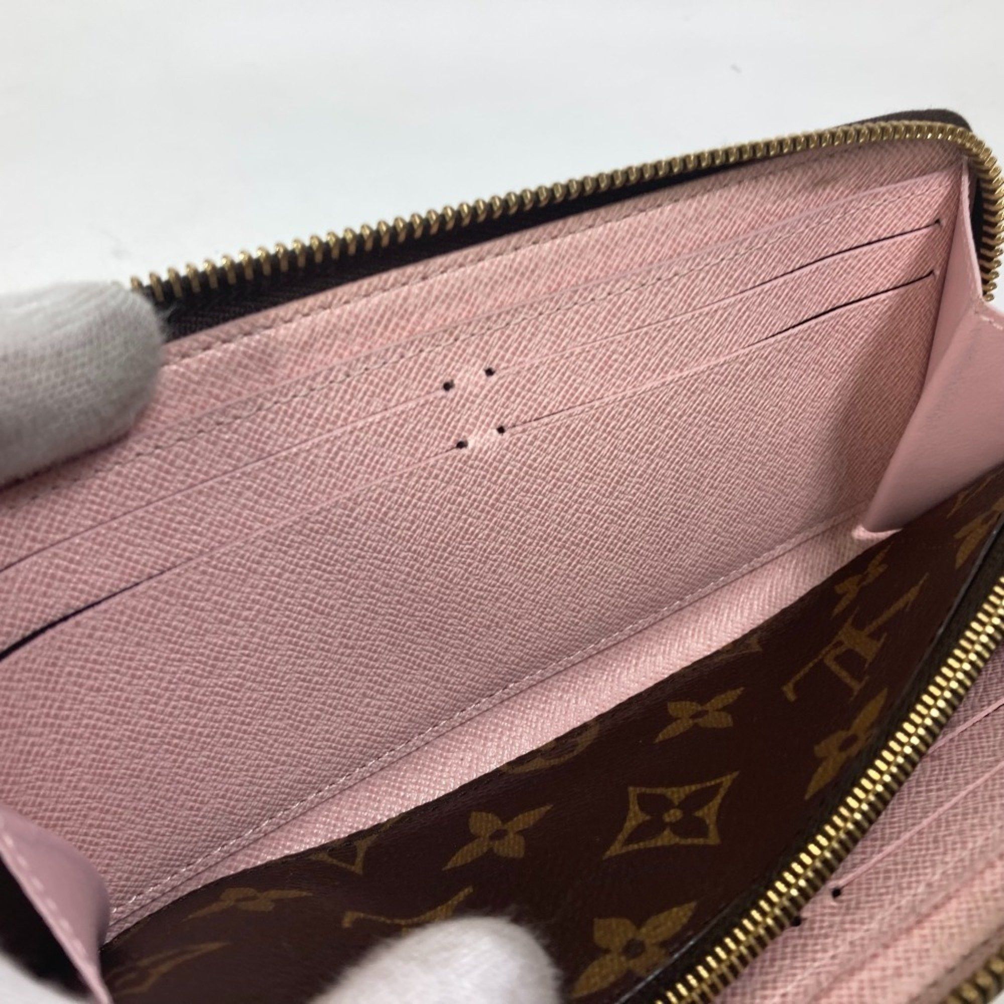 Louis Vuitton LOUIS VUITTON M61298 Monogram Portefeuille Clemence Round Zip Long Wallet in Canvas, Women's, Rose Ballerine, Pink Size ONE SIZE - 9 Thumbnail