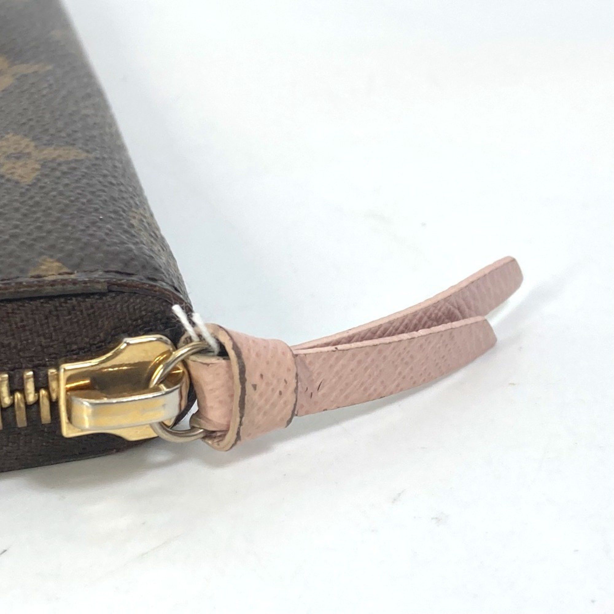 Louis Vuitton LOUIS VUITTON M61298 Monogram Portefeuille Clemence Round Zip Long Wallet in Canvas, Women's, Rose Ballerine, Pink Size ONE SIZE - 3 Thumbnail