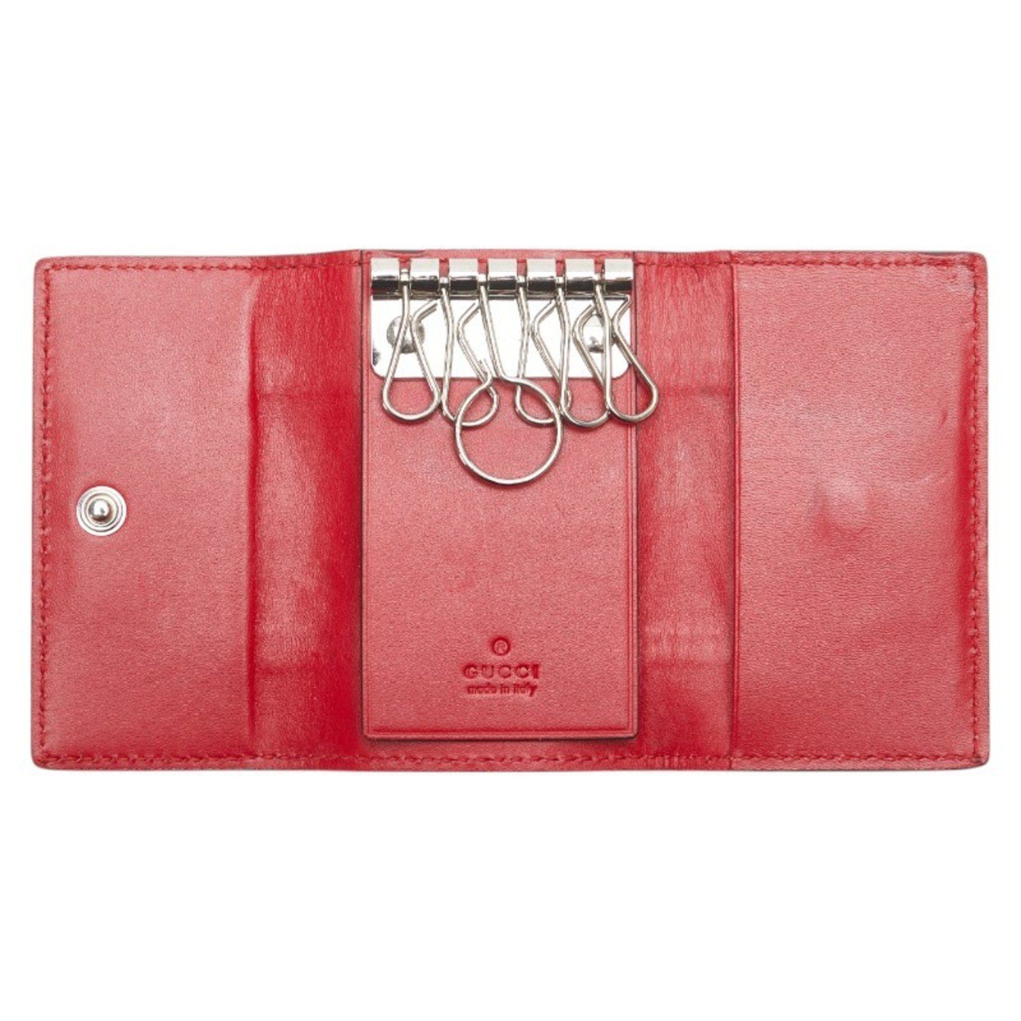 Gucci Gucci Guccissima Sherry Line 6-Ring Key Case 408828 Red Navy Leather Women's GUCCI Size ONE SIZE - 6 Thumbnail