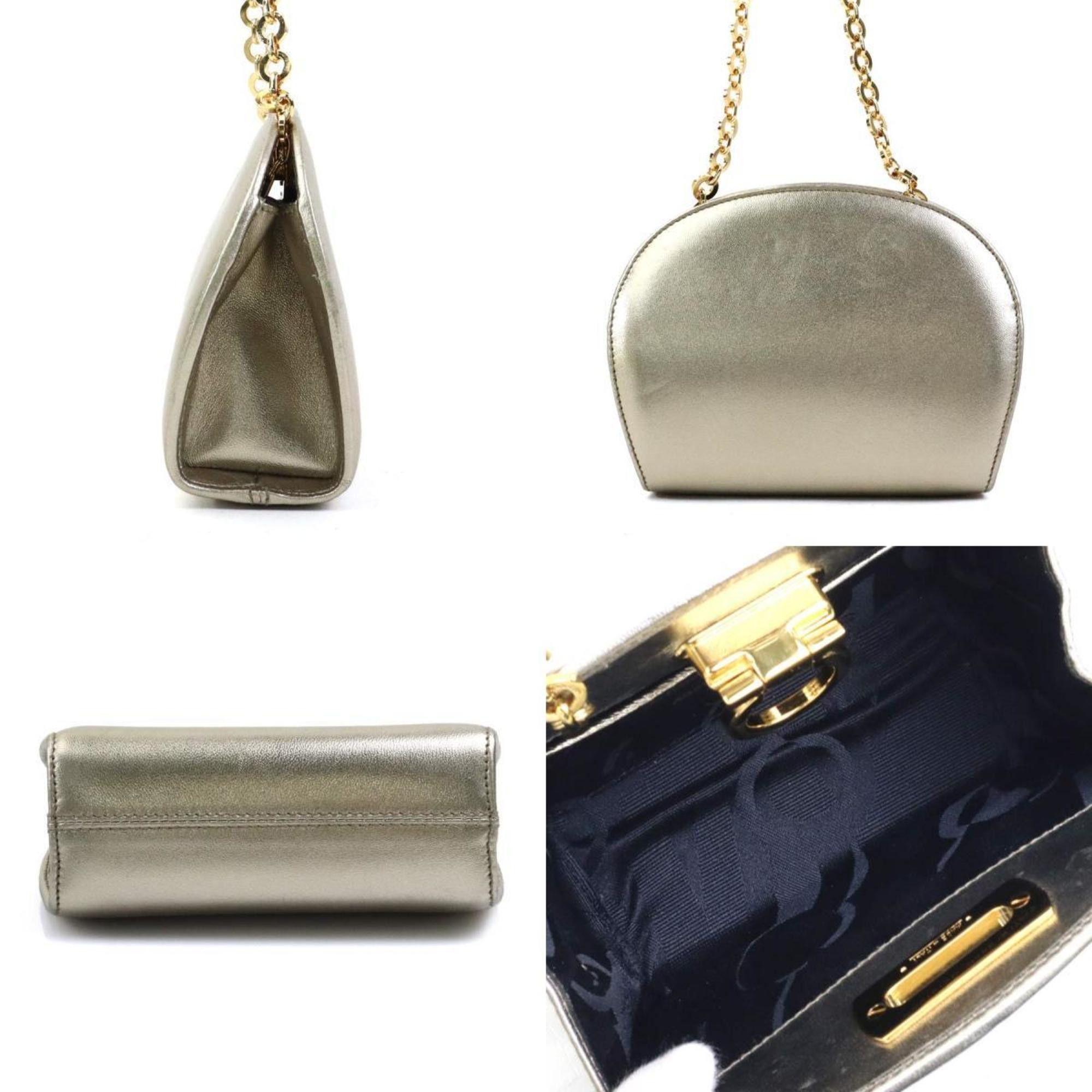 Salvatore Ferragamo Salvatore Ferragamo Gancini Leather and Metal Shoulder Bag in Gold for Women (e60753a) Size ONE SIZE - 2 Thumbnail
