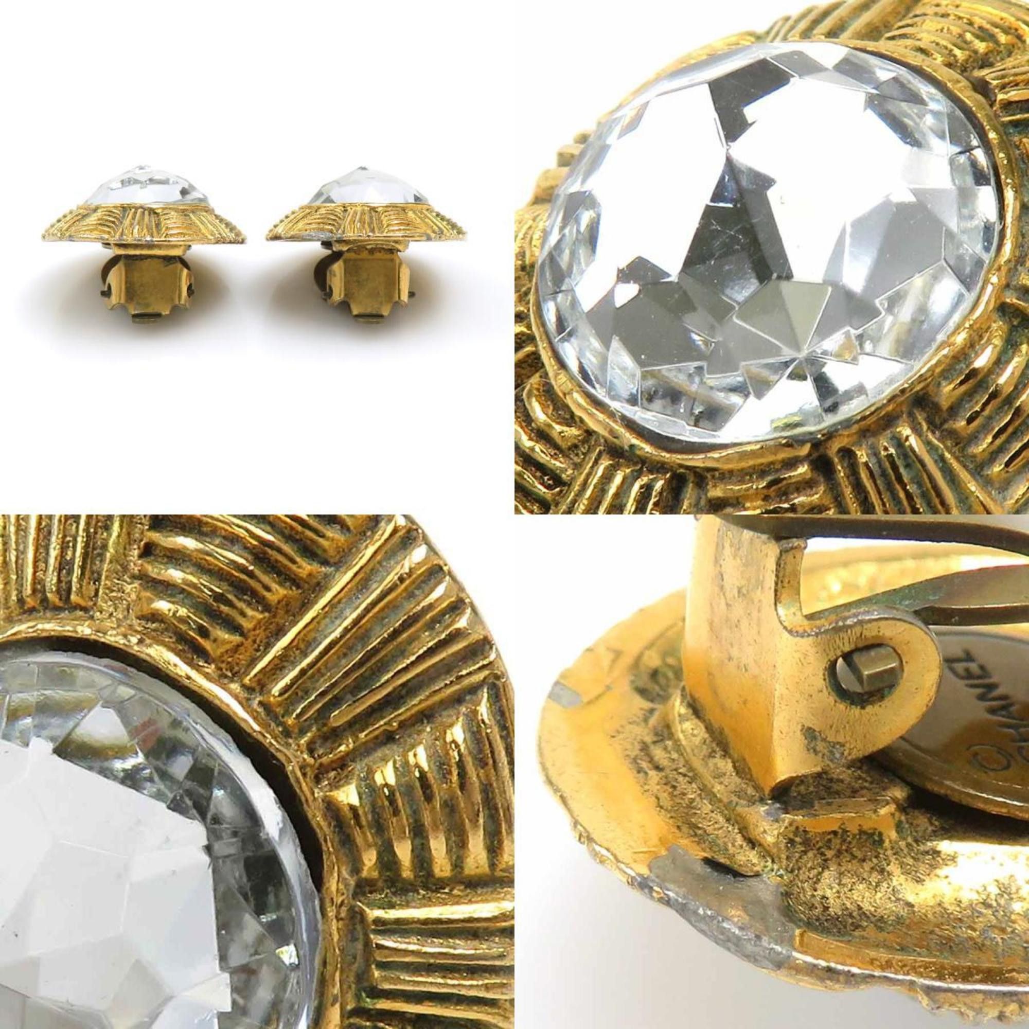 Chanel CHANEL Metal Rhinestone Earrings in Gold and Silver for Women (e60805a) Size ONE SIZE - 4 Thumbnail