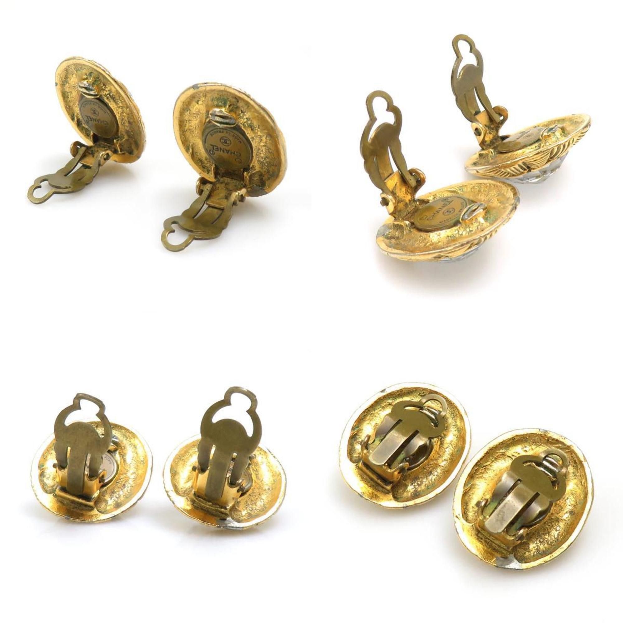 Chanel CHANEL Metal Rhinestone Earrings in Gold and Silver for Women (e60805a) Size ONE SIZE - 3 Thumbnail