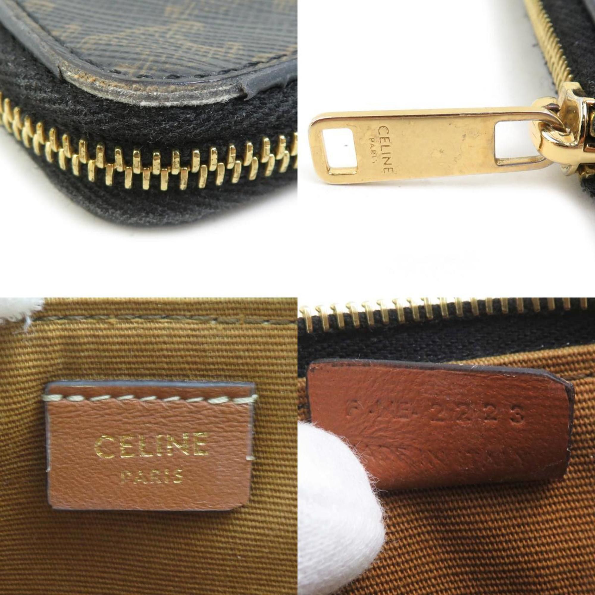 Celine Celine Triomphe Coated Canvas Wallet/Coin Case, Black, Men's/Women's, H31426K Size ONE SIZE - 4 Thumbnail