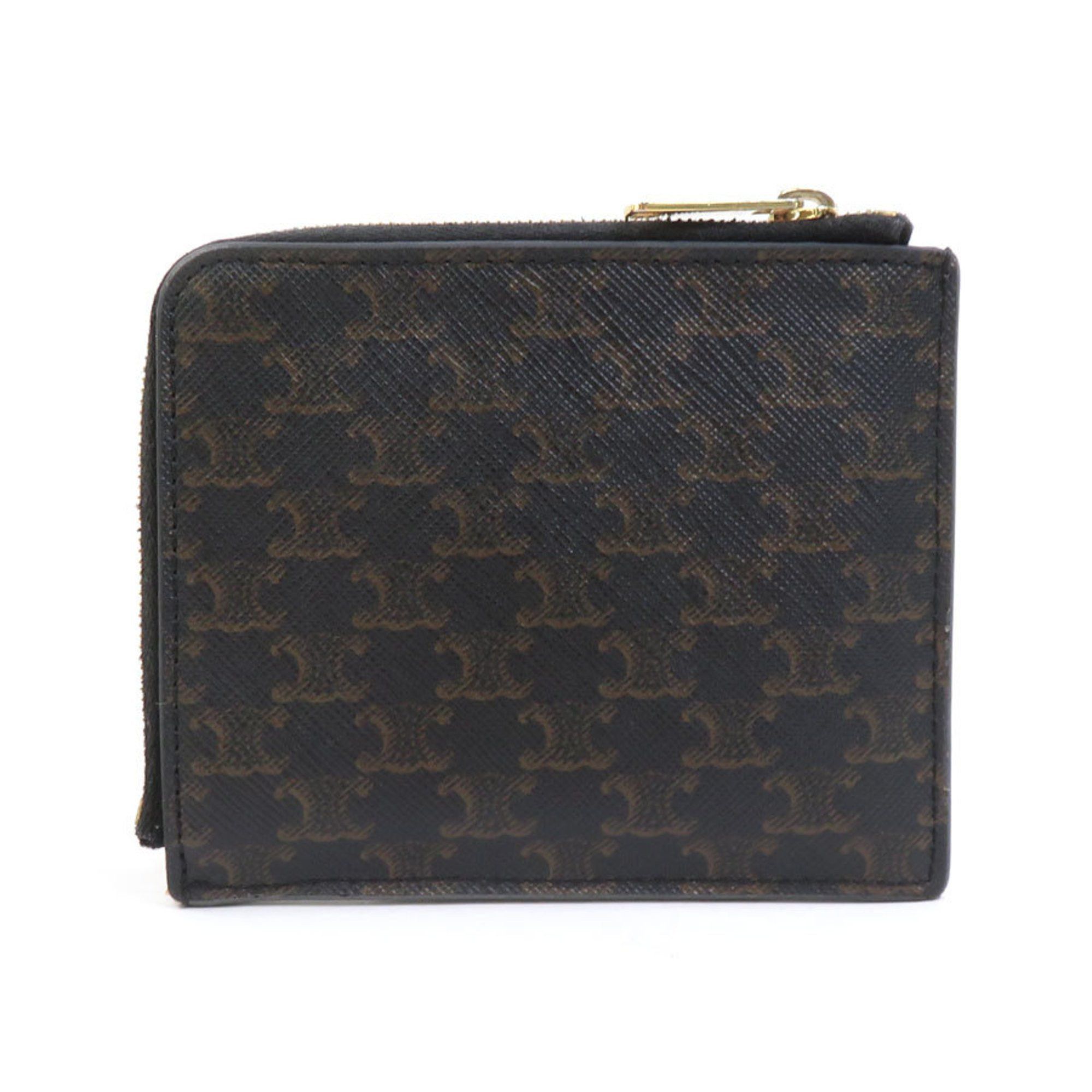 Celine Celine Triomphe Coated Canvas Wallet/Coin Case, Black, Men's/Women's, H31426K Size ONE SIZE - 2 Thumbnail
