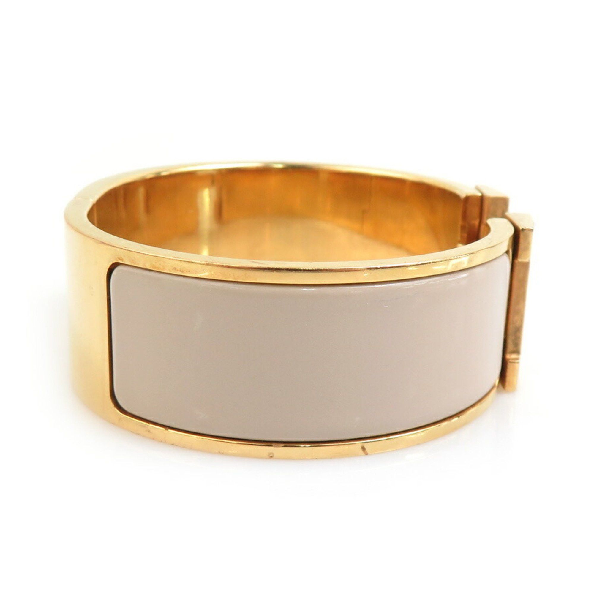 Hermes Hermes Hermès Click-Clack Bangle Bracelet in Metal, Enamel, Gold, and Greige for Women (e60789a) Size ONE SIZE - 4 Thumbnail