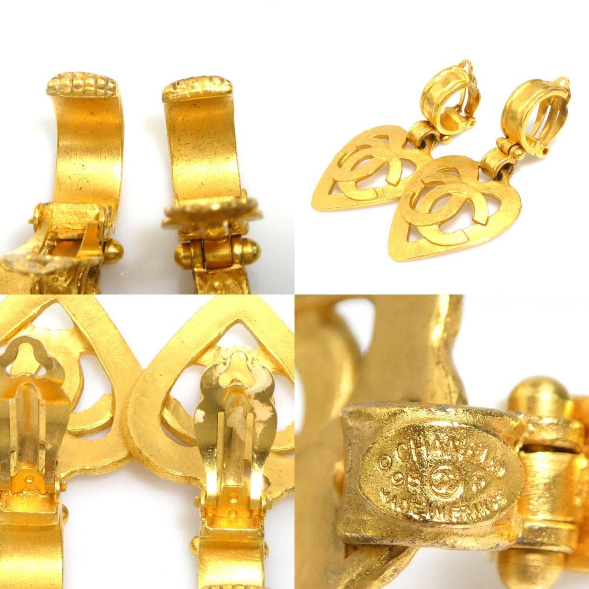 Chanel CHANEL Coco Mark Heart Metal Gold Earrings for Women e60768n Size ONE SIZE - 5 Thumbnail