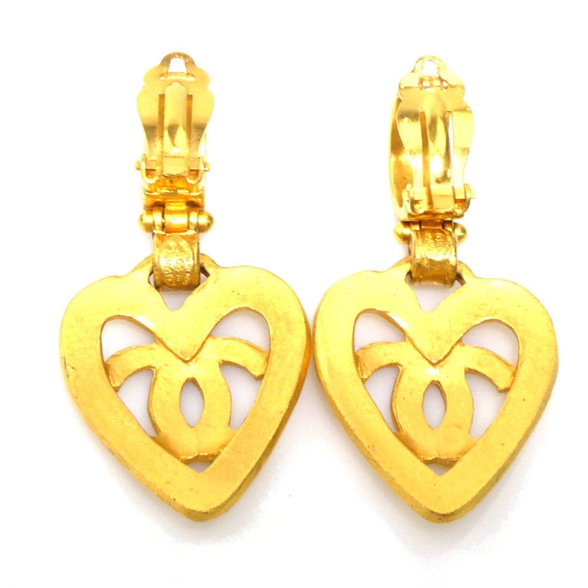 Chanel CHANEL Coco Mark Heart Metal Gold Earrings for Women e60768n Size ONE SIZE - 2 Thumbnail